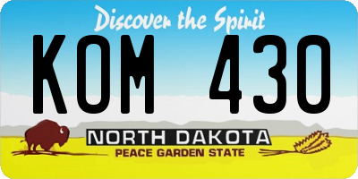 ND license plate KOM430