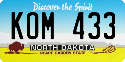 ND license plate KOM433