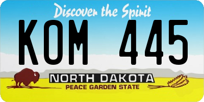 ND license plate KOM445