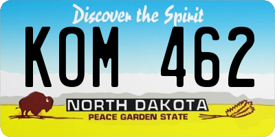 ND license plate KOM462