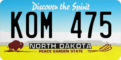 ND license plate KOM475