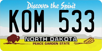 ND license plate KOM533