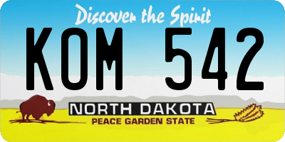 ND license plate KOM542