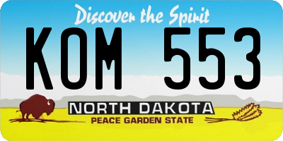 ND license plate KOM553