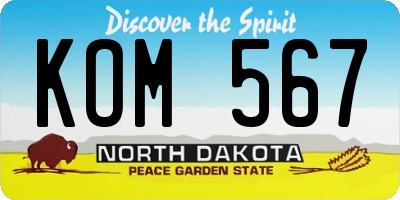 ND license plate KOM567