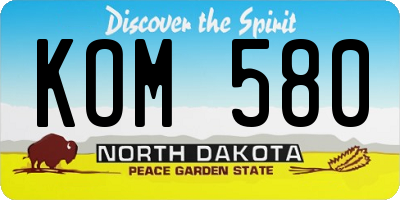 ND license plate KOM580