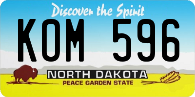 ND license plate KOM596