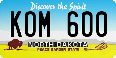 ND license plate KOM600