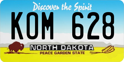 ND license plate KOM628