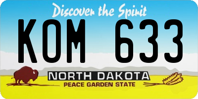 ND license plate KOM633