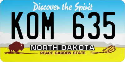 ND license plate KOM635