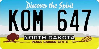 ND license plate KOM647