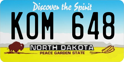 ND license plate KOM648