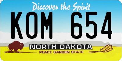 ND license plate KOM654