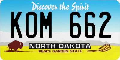 ND license plate KOM662