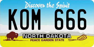 ND license plate KOM666