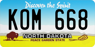 ND license plate KOM668