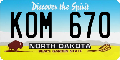 ND license plate KOM670