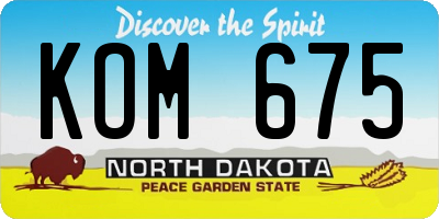 ND license plate KOM675
