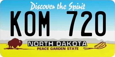 ND license plate KOM720