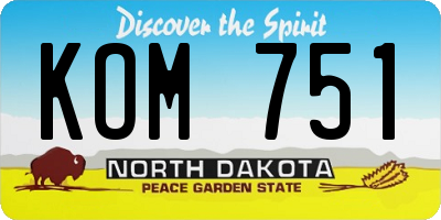 ND license plate KOM751