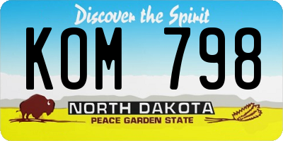 ND license plate KOM798
