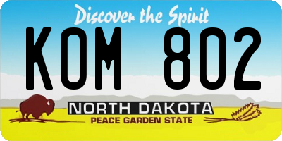 ND license plate KOM802