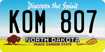 ND license plate KOM807
