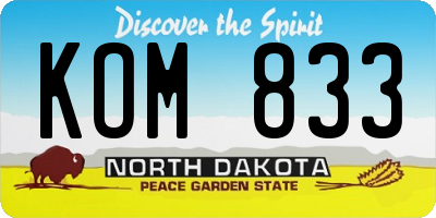 ND license plate KOM833