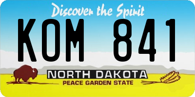 ND license plate KOM841