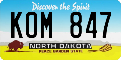 ND license plate KOM847