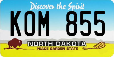 ND license plate KOM855