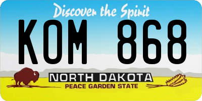 ND license plate KOM868