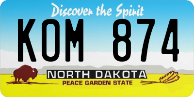 ND license plate KOM874