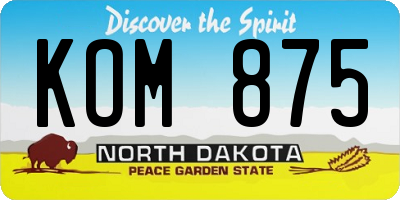 ND license plate KOM875