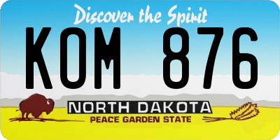 ND license plate KOM876