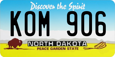 ND license plate KOM906