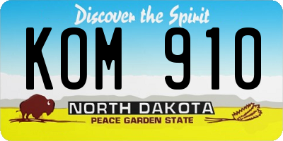 ND license plate KOM910