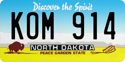 ND license plate KOM914