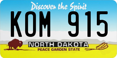 ND license plate KOM915