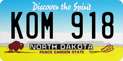 ND license plate KOM918