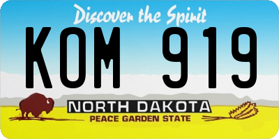 ND license plate KOM919