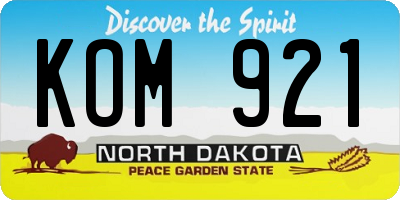 ND license plate KOM921