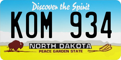 ND license plate KOM934