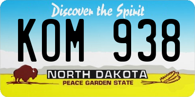 ND license plate KOM938