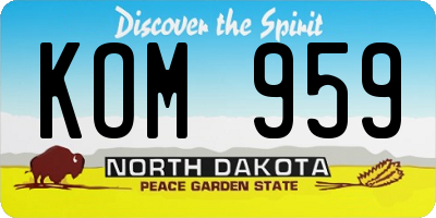 ND license plate KOM959
