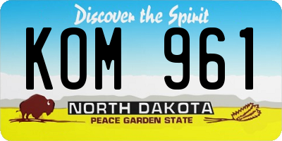 ND license plate KOM961