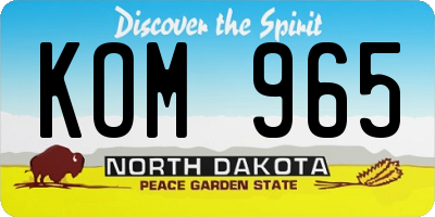 ND license plate KOM965