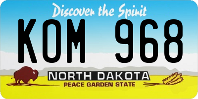 ND license plate KOM968