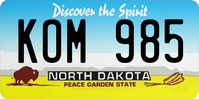 ND license plate KOM985